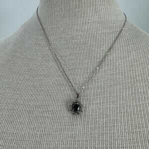 Black Agate Silver Necklace